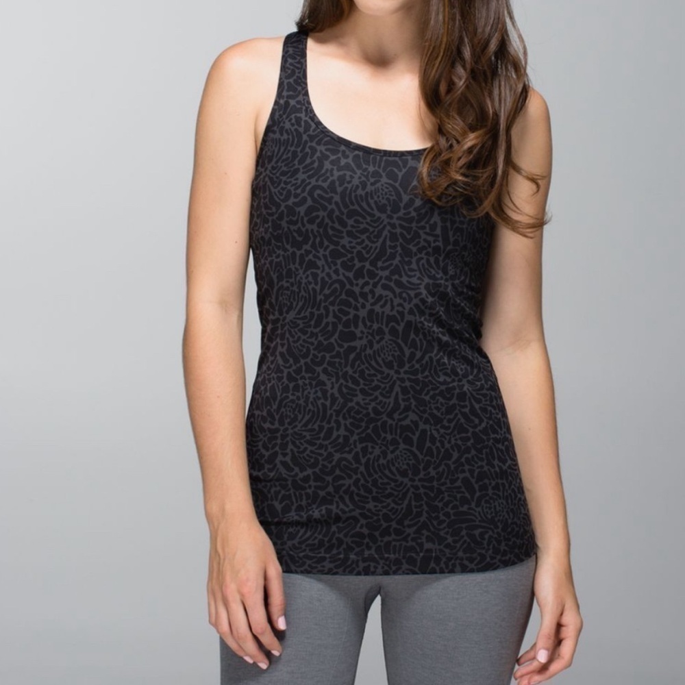 Lululemon Cool Racerback Petal Camo Printed Black Deep Coal